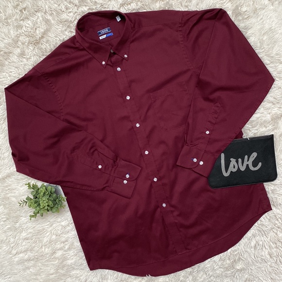 🎉HP🎉 Izod Button Down Shirt 💗 Maroon - Picture 1 of 16